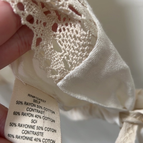 Anthropologie/Tiny Brand Ivory Lace Crochet Sleeveless Top, Size Small - Picture 8 of 10